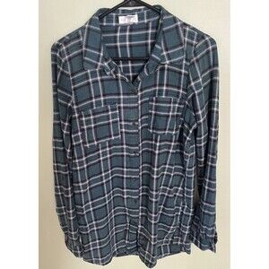 Full Tilt Juniors Plaid Flannel Button Down Shirt Long Sleeve Green Size Small